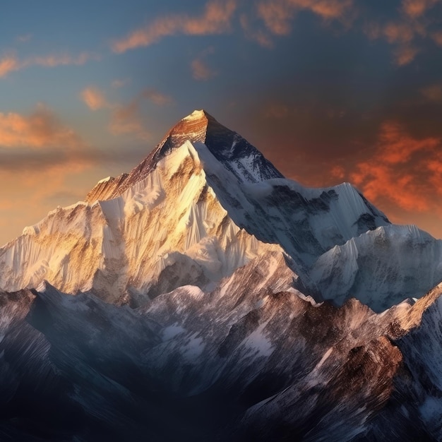 Au coucher du soleil, admirez le magnifique panorama des montagnes tibétaines Generative AI