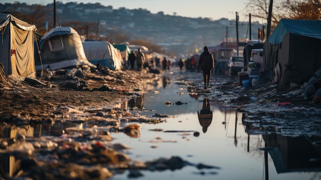 Au-delà de la désolation La lutte de la pauvreté au milieu des montagnes de déchets AI génératrice