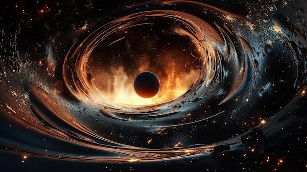 Au-delà de l'horizon des événements Une représentation générée par AIG d'un trou noir dans le cosmos
