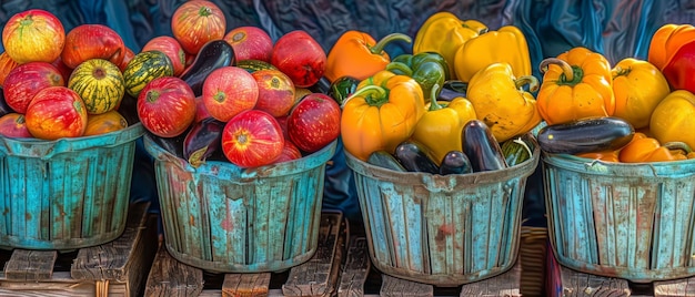 Au marché des agriculteurs locaux, on trouve des fruits et des légumes frais.