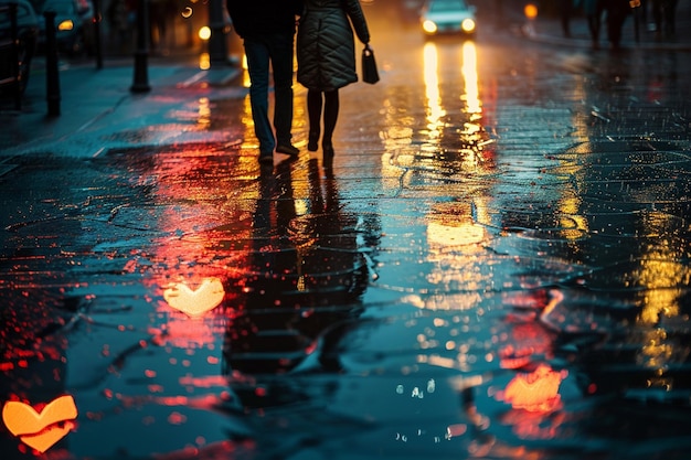 Photo au milieu d'une pluie torrentielle du soir, un couple réfléchit à la génération.