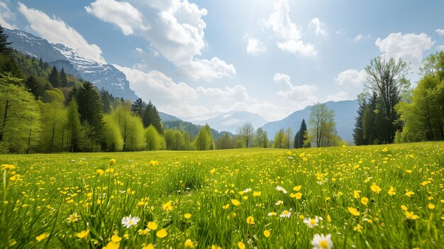 au printemps, des prairies alpines, de beaux paysages,