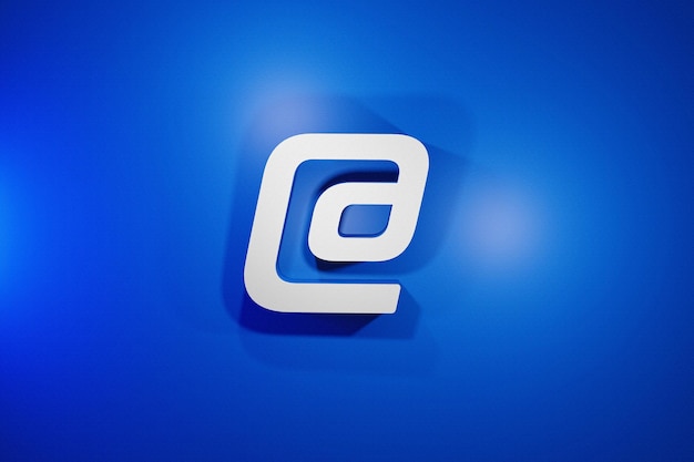 Au symbole 3d par e-mail sur fond bleu studio