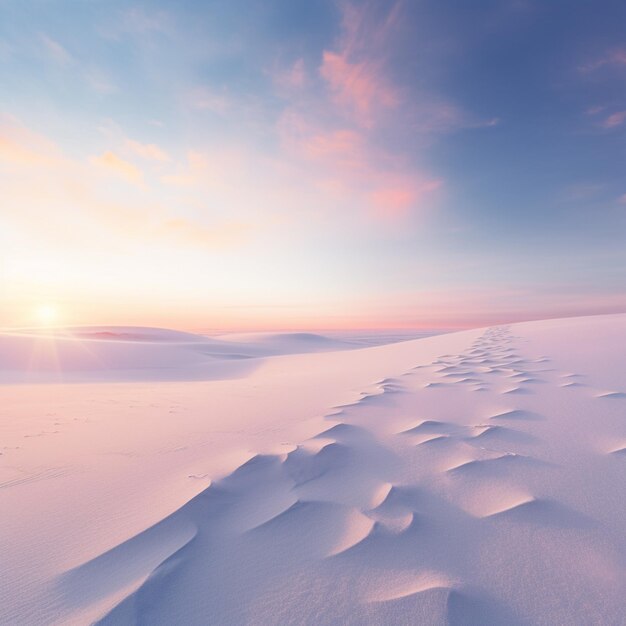Photo aube gelée minimaliste champ de neige le lever du soleil