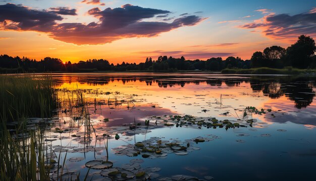 Une aube sereine au bord du lac