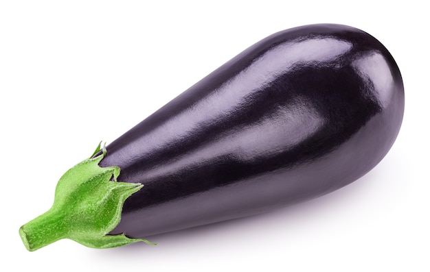 Aubergine. Une aubergine aubergine isolée sur blanc.