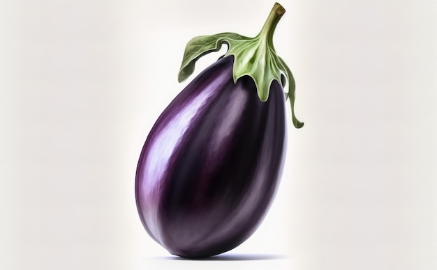 Une aubergine dessinée sur fond blanc illustrations d'aliments biologiques végétaux aquarelle générées par ai