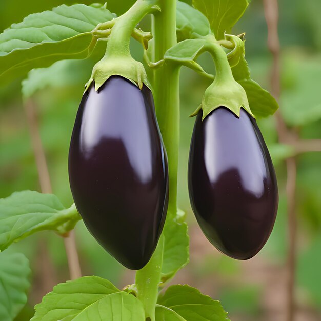 Photo une aubergine est sur une plante avec le soleil qui brille dessus