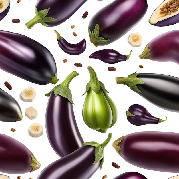 Aubergine sur papier sur fond blanc