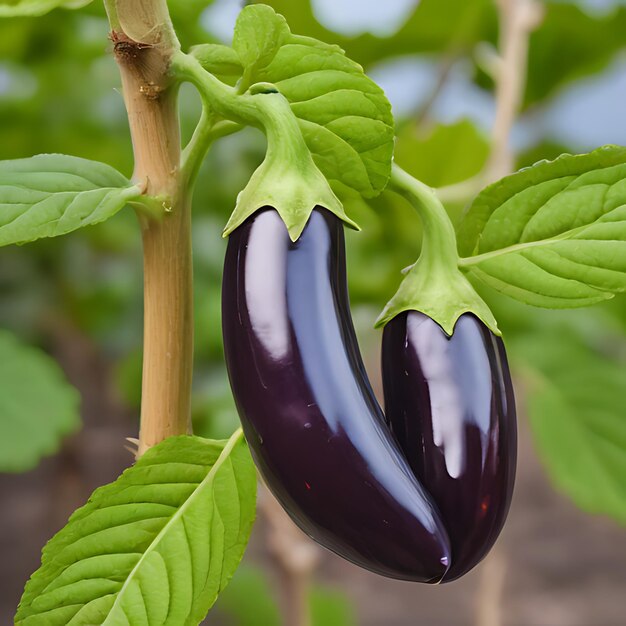 Photo une aubergine pousse sur une plante dans un jardin