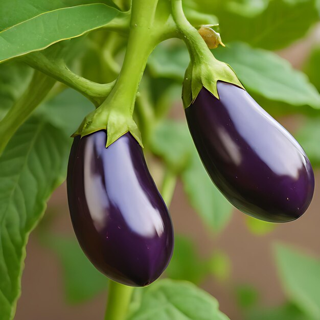 Photo une aubergine violette avec l'aubergine pourpre sur le côté