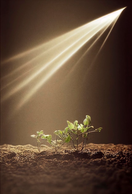 L'augmentation de la jeune plante fraîche qui pousse sous de fortes pluies symbolise la lutte pour une nouvelle vie