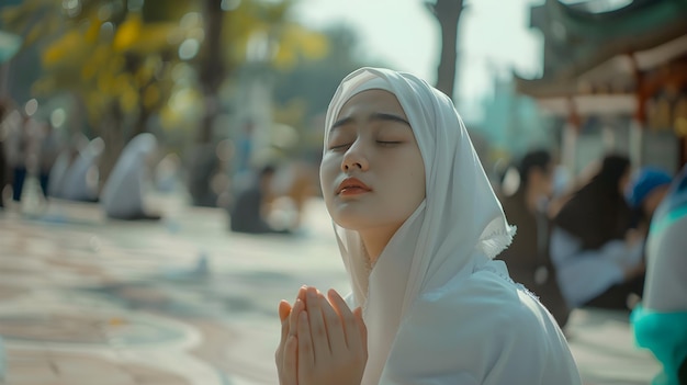 l'aura de beauté d'une fille musulmane portant un hijab avec un fond bokeh