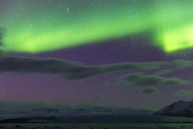 Aurora borealis Glacier Islande