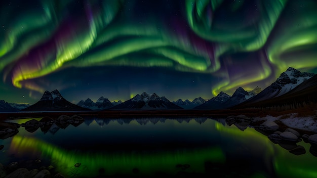 Aurore aurores boréales paysage nuit ciel d'aurores boréales multi couleur borealis crépuscule nature espace arrière-plans astronomie IA générative