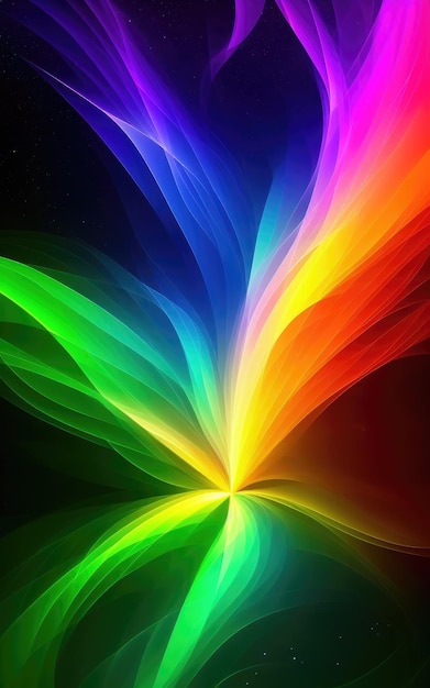 Aurores boréales rayons multicolores Generative AI