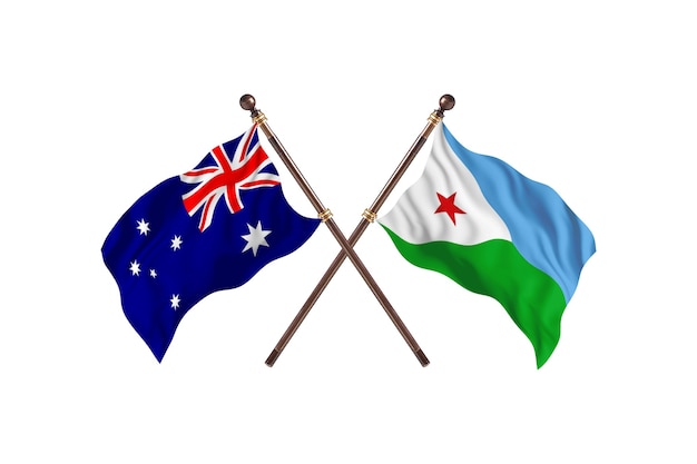 Australie contre Djibouti Drapeaux Contexte