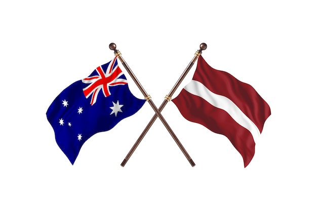 Australie contre fond de drapeaux de la Lettonie