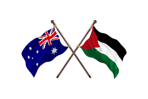 Australie contre fond de drapeaux palestiniens