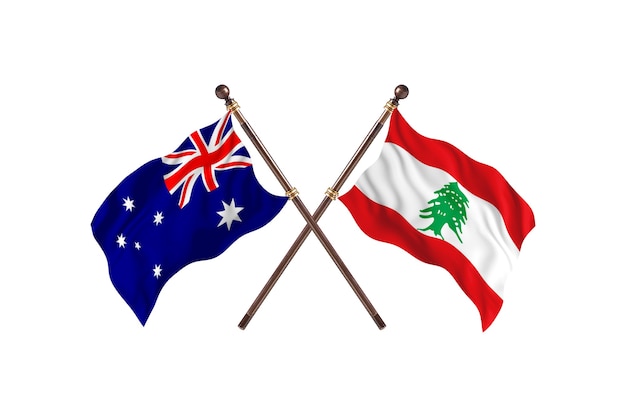 Australie contre Liban Drapeaux Contexte