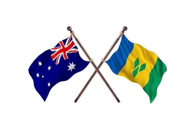Australie contre Saint-Vincent-et-les-Grenadines Flags Background
