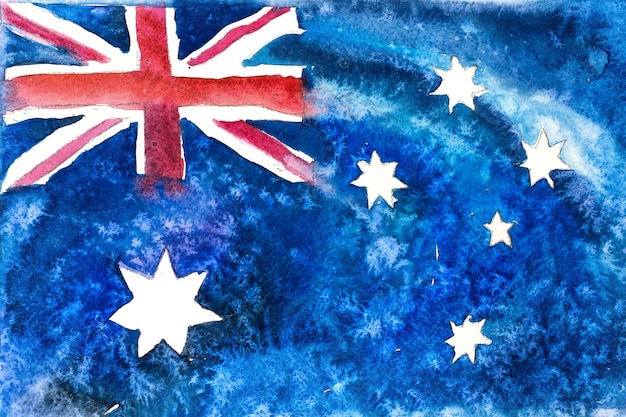 Australie Drapeau australien Illustration aquarelle dessinée à la main