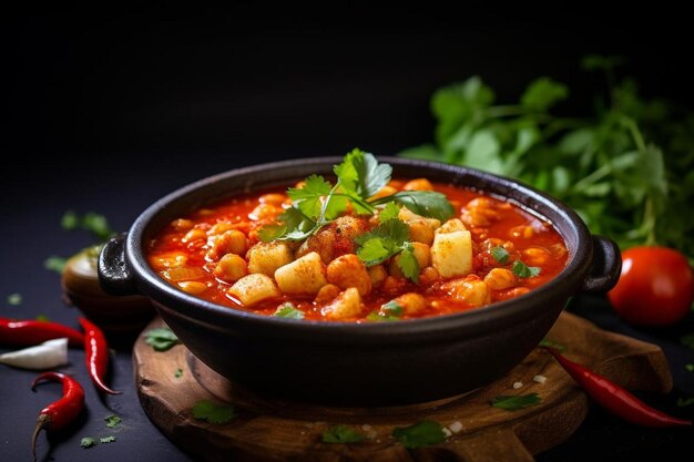 Authentique soupe mexicaine Menudo avec hominy