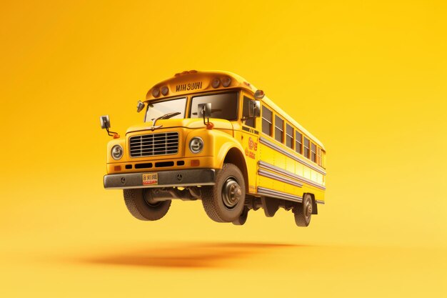 Autobus scolaire sur fond jaune Concept de retour à l'école créé avec Ai