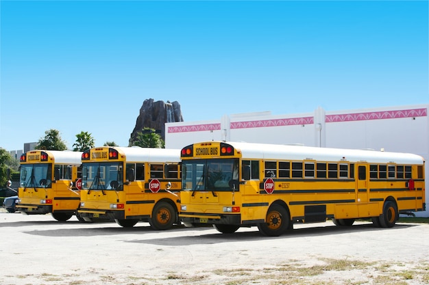 Photo les autobus scolaires à orlando, floride, usa