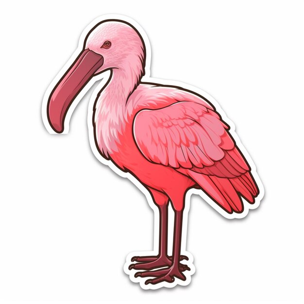 autocollant araffe d'un oiseau rose avec un long bec génératif ai