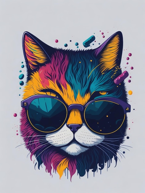 un autocollant de chat coloré pour la conception de t-shirt