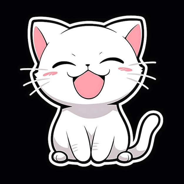 autocollant chat drôle souriant illustration kawaii
