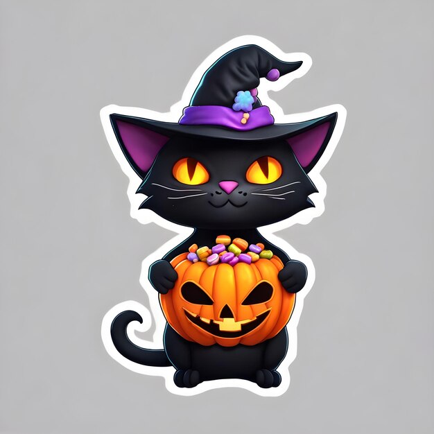 Photo autocollant chat noir conçu pour halloween