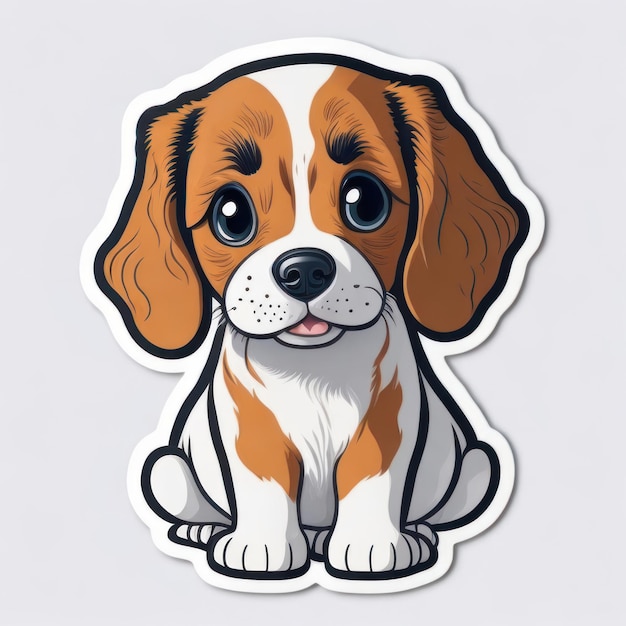 Un autocollant d'un chien avec un visage de beagle.