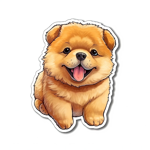 Un autocollant d'un chiot chow chow.