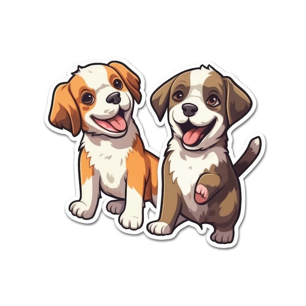 Autocollant de clipart illustration de chiens de dessin animé mignon