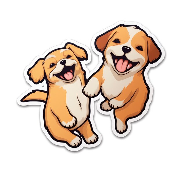 Autocollant de clipart illustration de chiens de dessin animé mignon