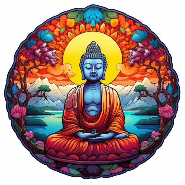 L'autocollant coloré du Bouddha