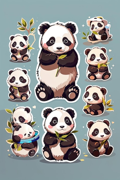 autocollant de dessin animé de panda mignon