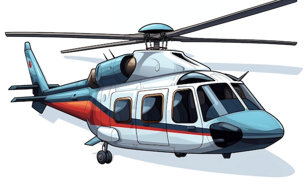 Autocollant Fond Blanc Hélicoptère AI Générative