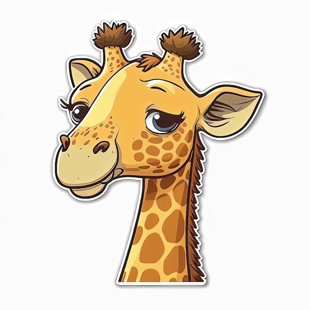 Autocollant de girafe de dessin animé pour les enfants dessinant ou projetant l'IA générative