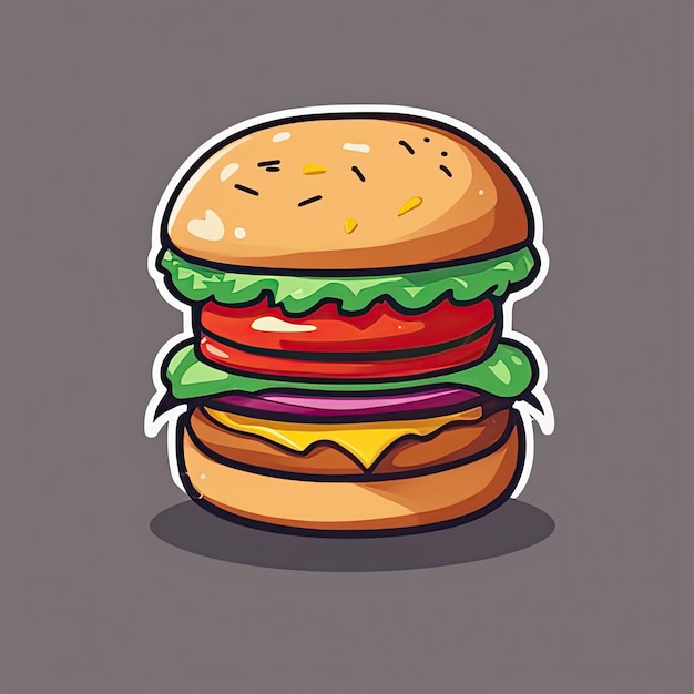 autocollant de hamburger de dessin animé