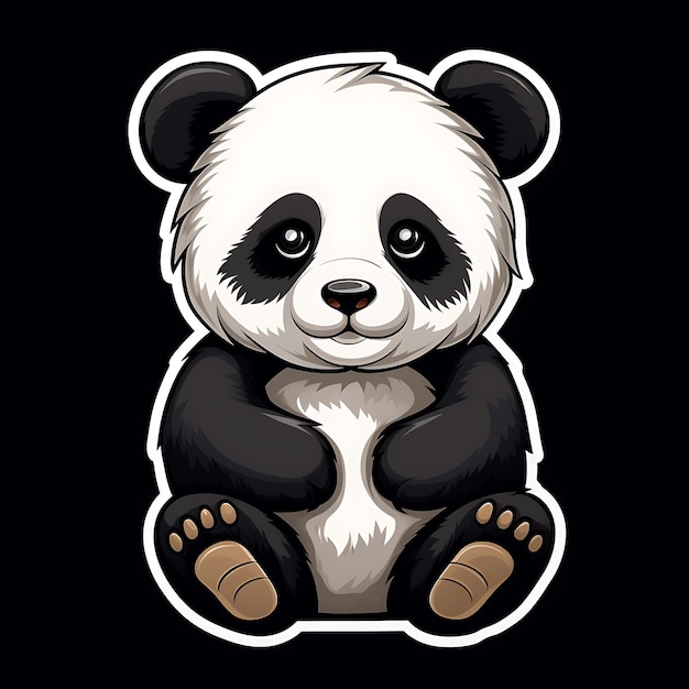 autocollant panda mignon assis et adorable illustration