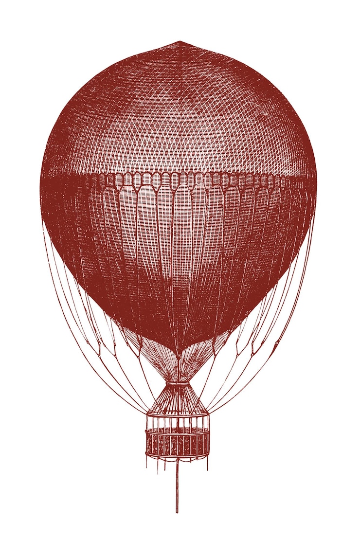 Photo un autocollant png de ballon à air chaud avec une illustration vintage à fond transparent