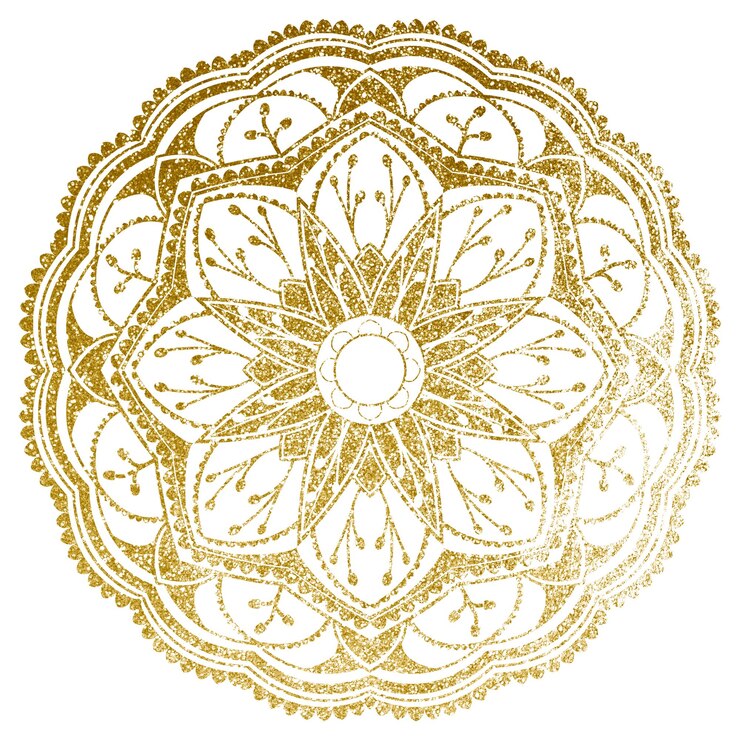 Photo l'autocollant png de la fleur de mandala en or à fond transparent