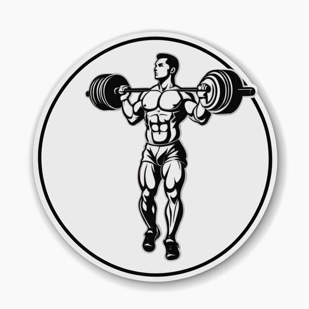 autocollant sportif d'haltérophilie sur fond blanc isolé