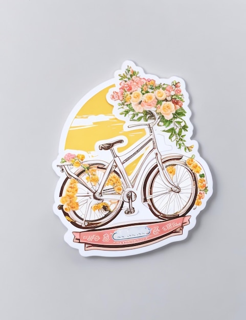 Un autocollant de vélo avec une fleur dessus