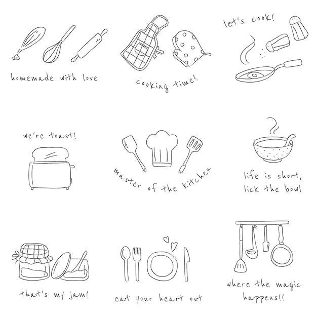 Des autocollants de cuisine mignons pour l'ensemble de journal