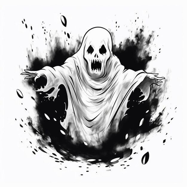 Photo autocollants fantômes effrayants dessinés à la main