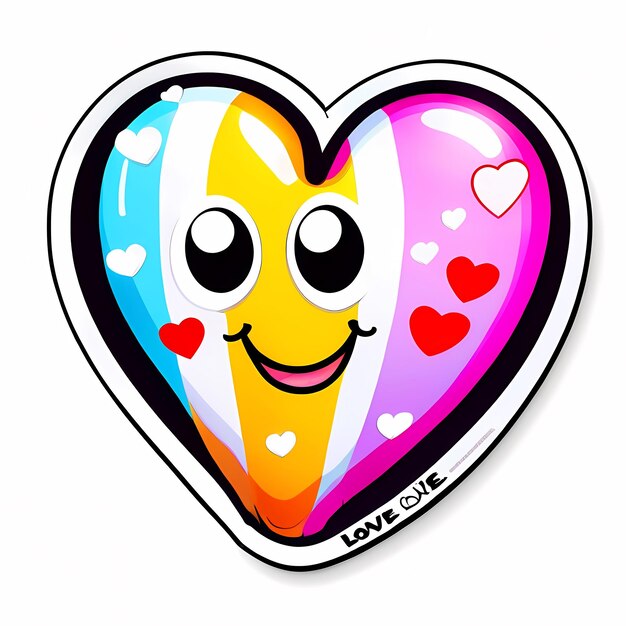 Photo des autocollants en forme de cœur cœurs 3d avec des dessins différents set d' autocollants de style dessin animé en forme de coeur
